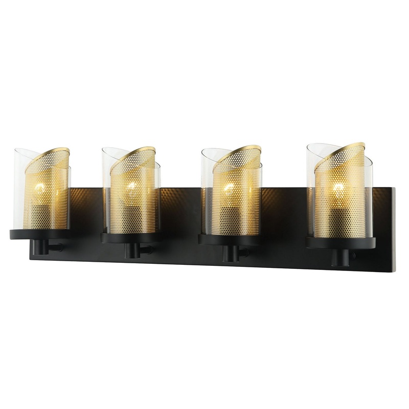 So Inclined Four Light Bath in Black/Gold