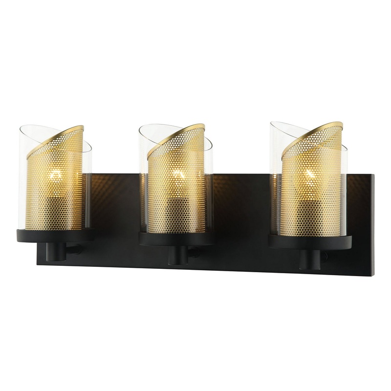 So Inclined Three Light Bath in Black/Gold