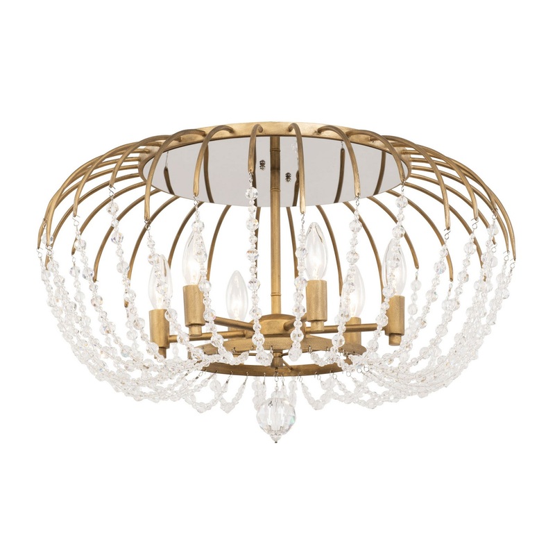 Voliere Six Light Semi-Flush Mount in Havana Gold