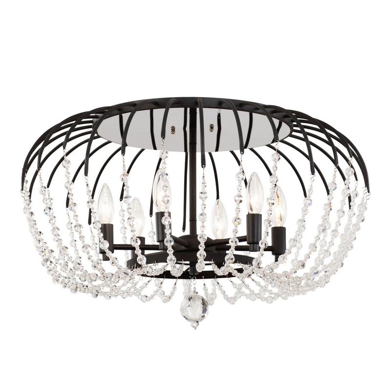 Voliere Six Light Semi-Flush Mount in Matte Black