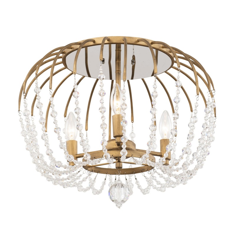 Voliere Three Light Semi-Flush Mount in Havana Gold
