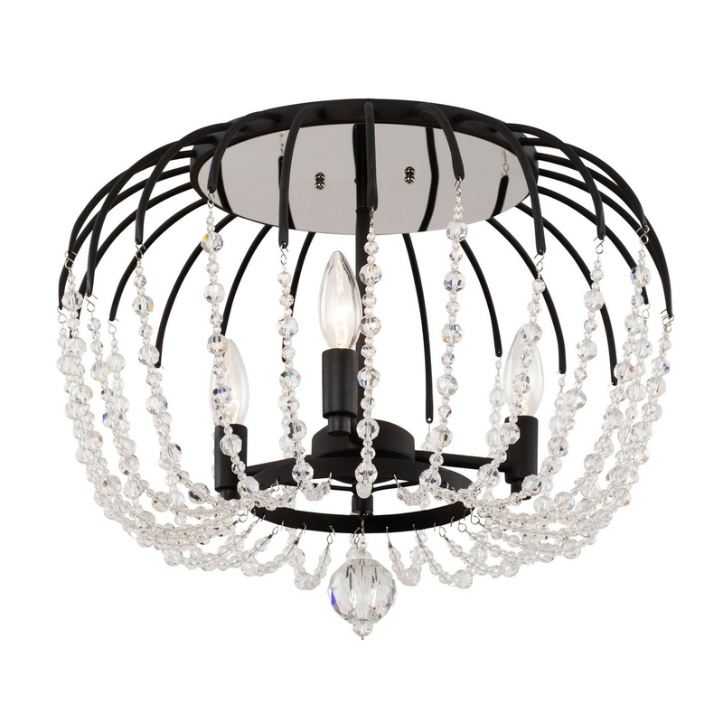 Voliere Three Light Semi-Flush Mount in Matte Black