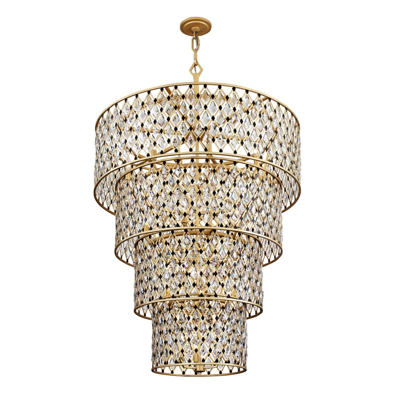 Windsor 21 Light Chandelier in French Gold/Matte Black