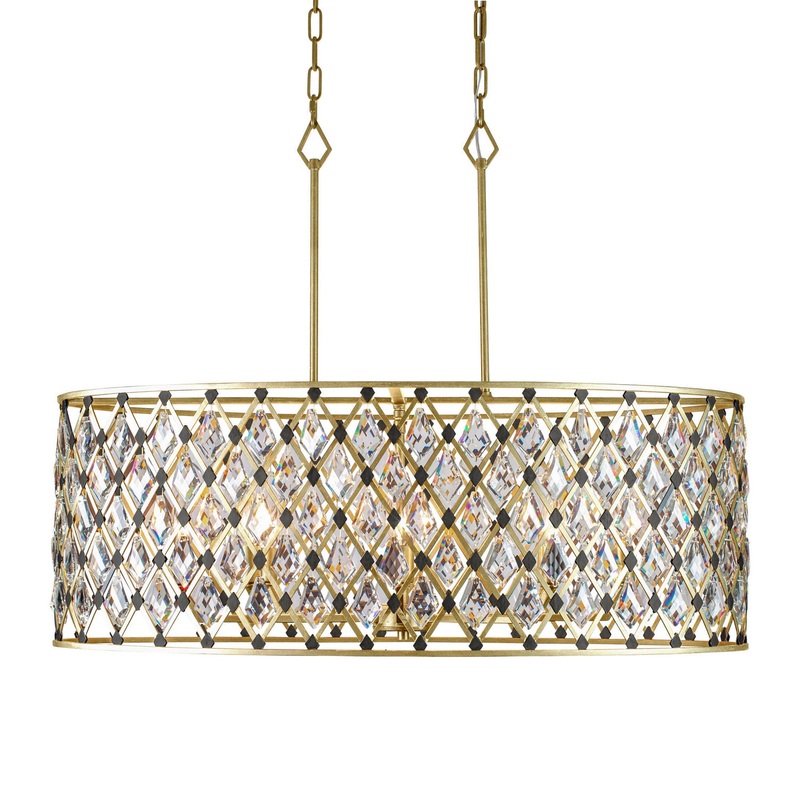 Windsor Eight Light Linear Pendant in French Gold/Matte Black