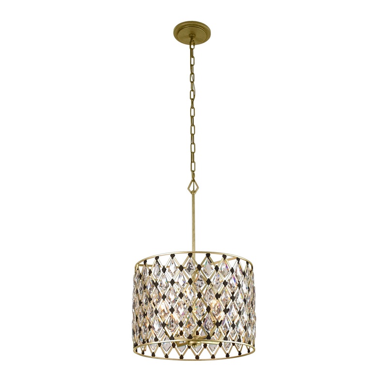 Windsor Four Light Pendant in French Gold/Matte Black