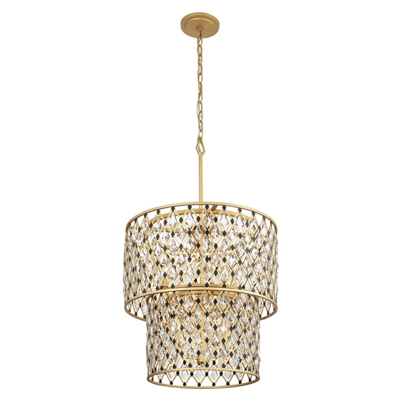 Windsor Seven Light Chandelier in French Gold/Matte Black