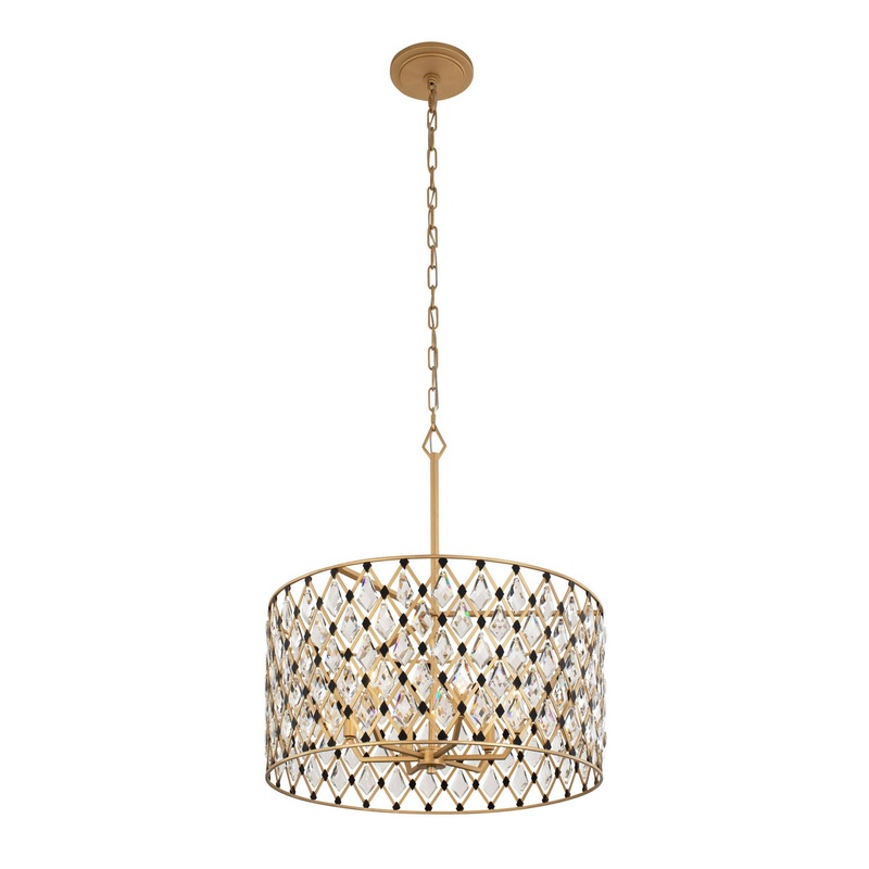 Windsor Six Light Pendant in French Gold/Matte Black