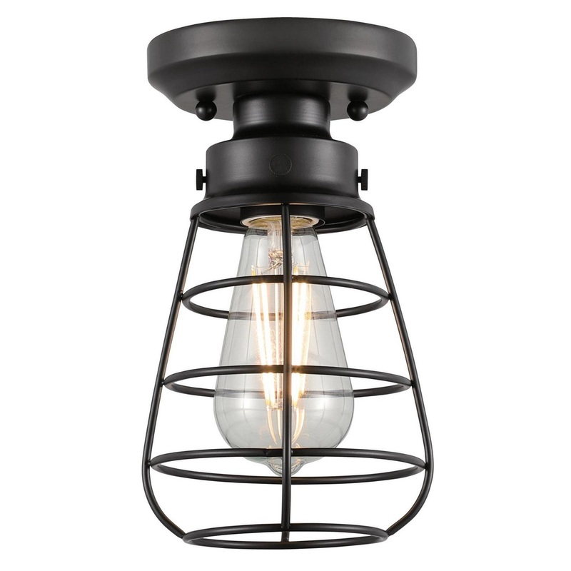 Bandera One Light Semi-Flush Mount in Matte Black