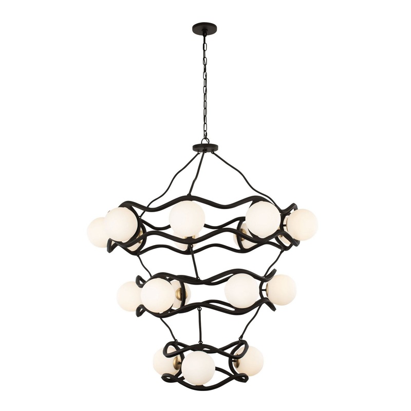 Black Betty 18 Light Chandelier in Carbon/French Gold