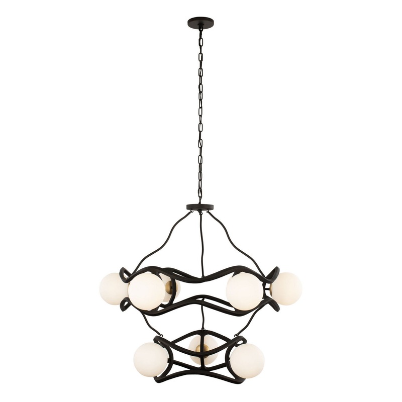 Black Betty Nine Light Chandelier in Carbon/French Gold