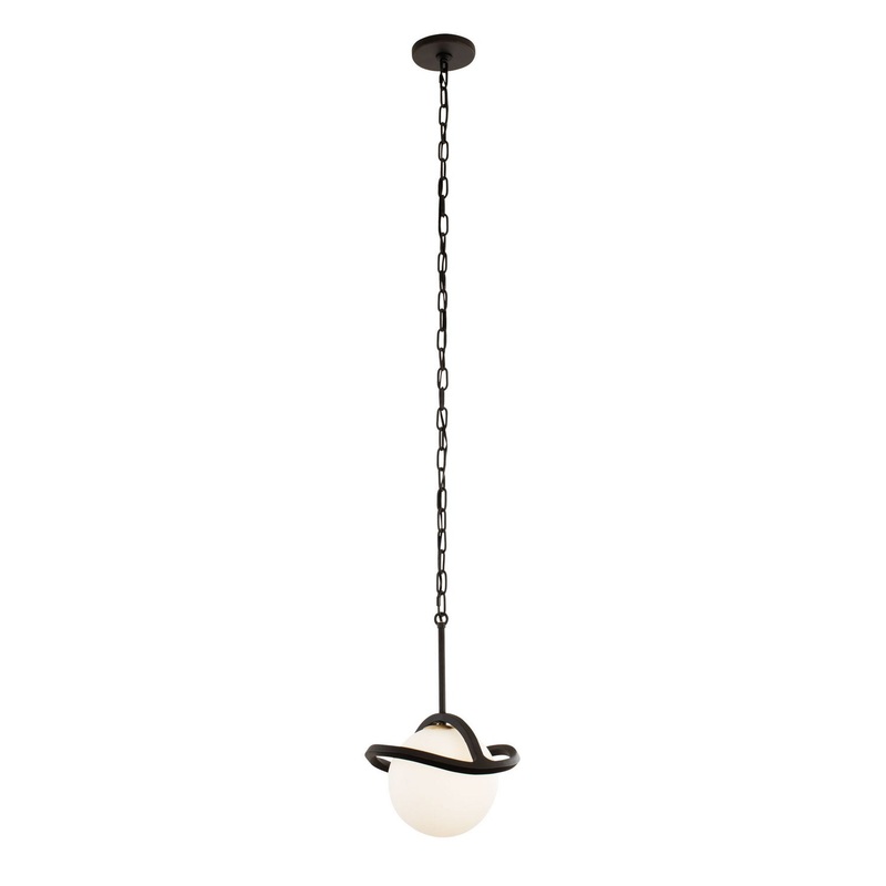 Black Betty One Light Mini Pendant in Carbon/French Gold