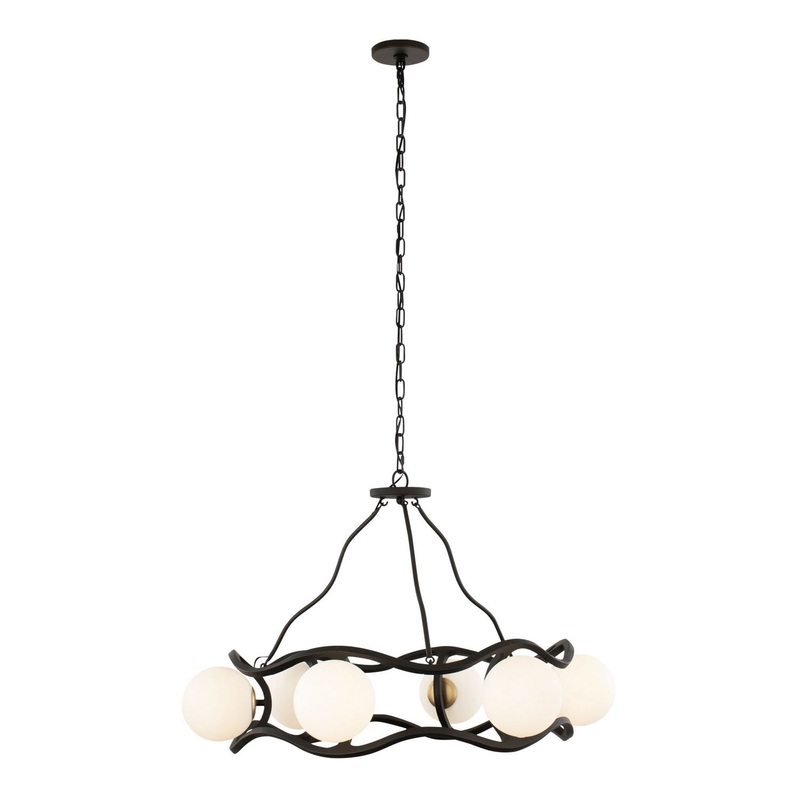 Black Betty Six Light Chandelier in Carbon/French Gold