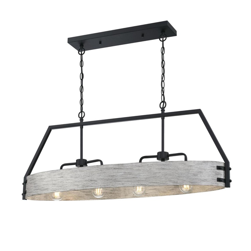 Callowhill Four Light Chandelier in Matte Black With Antique Ash