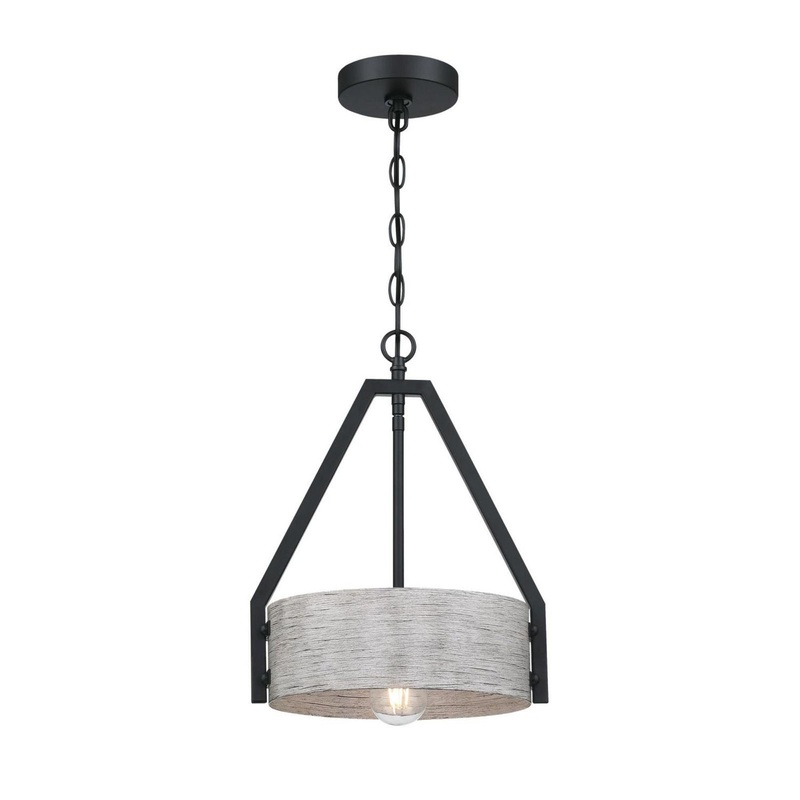 Callowhill One Light Pendant in Matte Black With Antique Ash