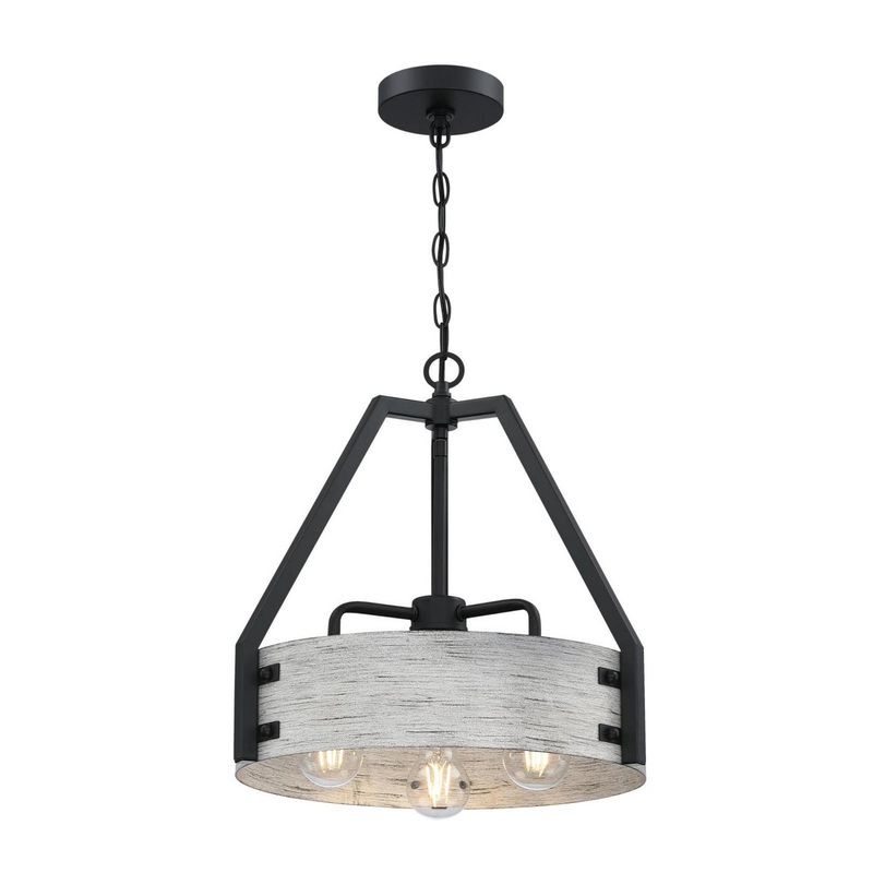 Callowhill Three Light Chandelier in Matte Black With Antique Ash
