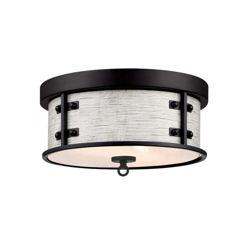 Callowhill Two Light Flush Mount in Matte Black With Antique Ash