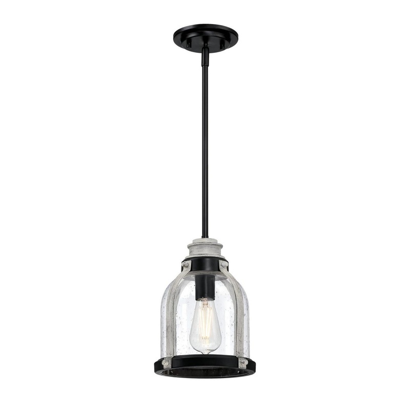Cindy One Light Mini Pendant in Matte Black With Antique Ash