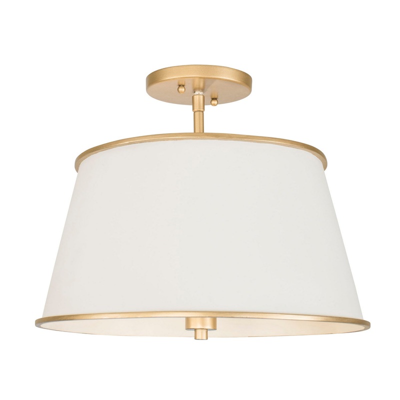 Coco Four Light Semi-Flush Mount in Matte White/French Gold