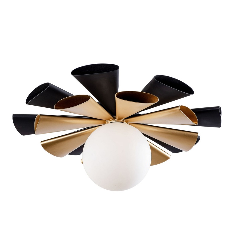 Daphne One Light Convertible Flush Mount/Wall Sconce in Matte Black/French Gold