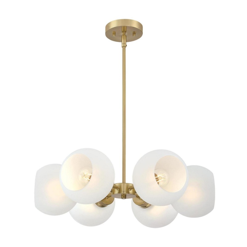 Dorney Six Light Chandelier in Champagne Brass
