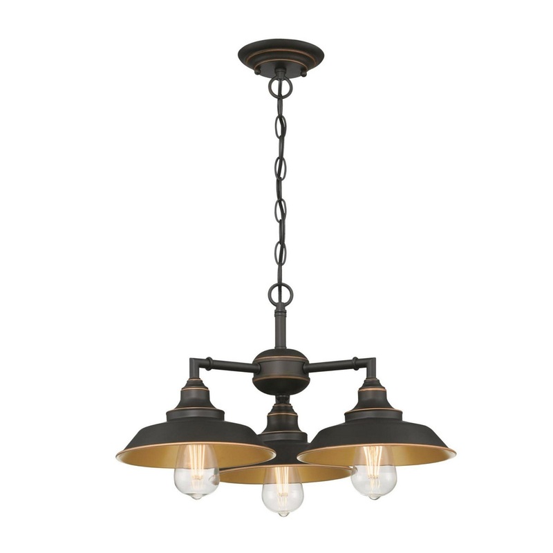 Iron Hill Three Light Chandelier/Semi-Flush in Oil Rubbed Bronze With Highlights