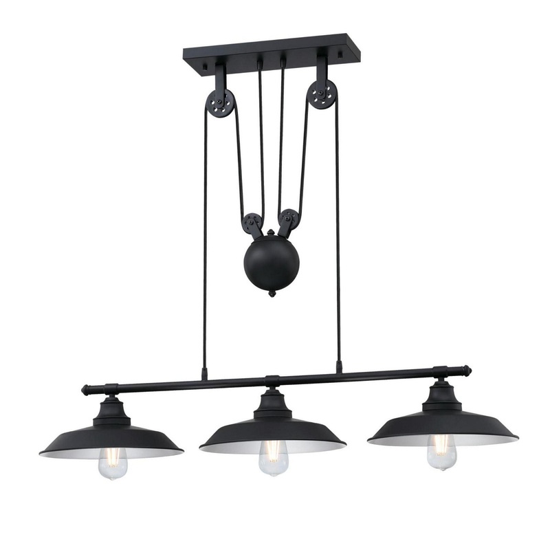 Iron Hill Three Light Pendant in Matte Black