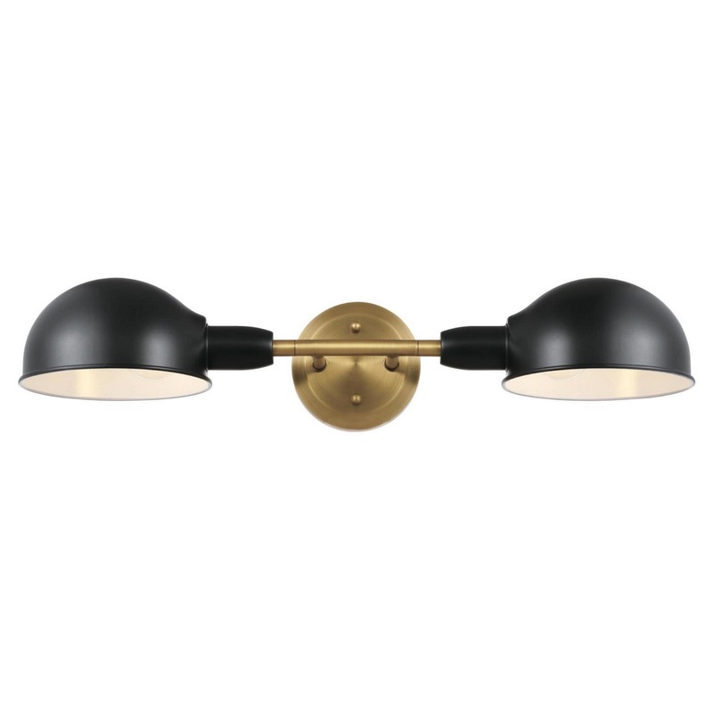Langhorne Two Light Wall Fixture in Matte Black And Brushed Brass