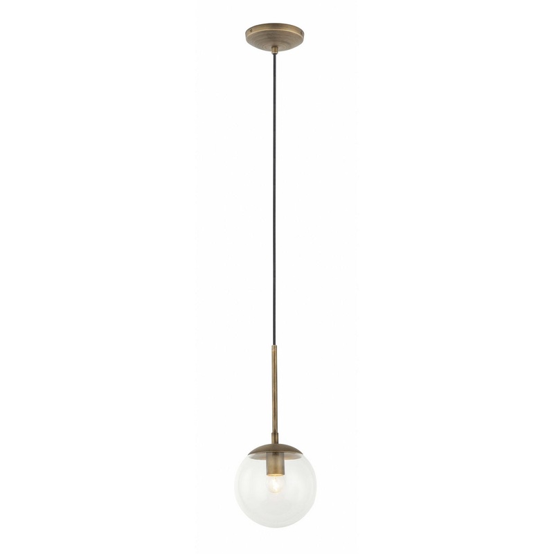 Mid-Century One Light Mini Pendant in Antique Brass