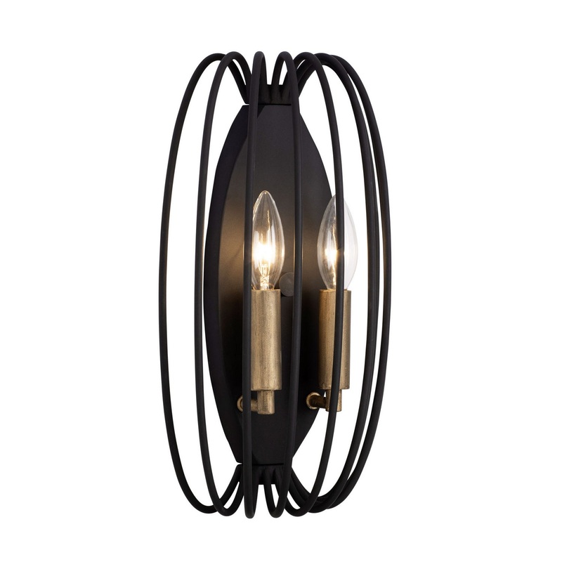 Nico Two Light Wall Sconce in Carbon/Havana Gold