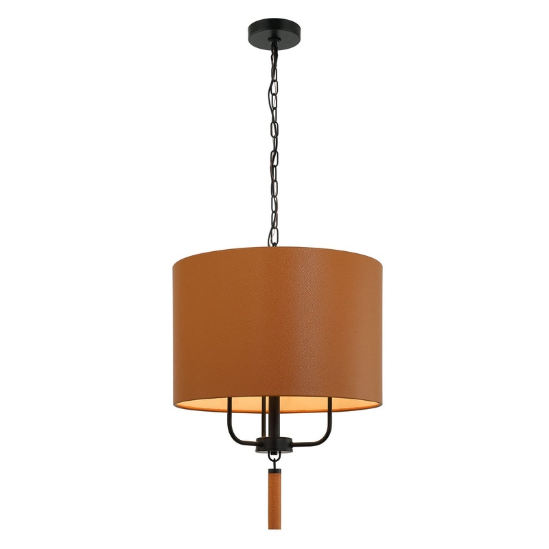 Secret Agent Three Light Pendant in Black/Camel Leather