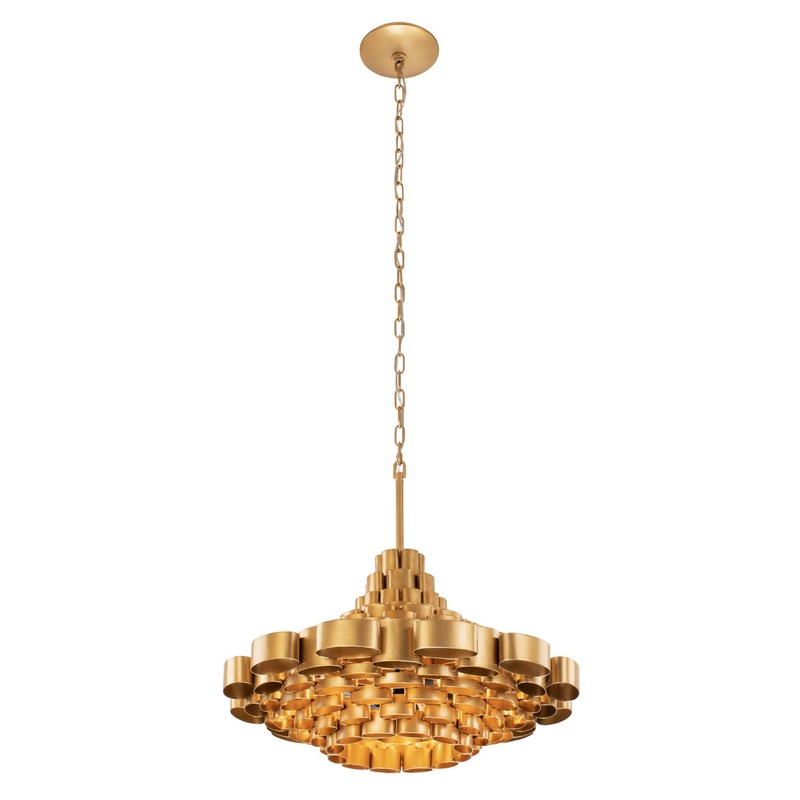 Totally Tubular Six Light Pendant in Antique Gold/Carbon Black