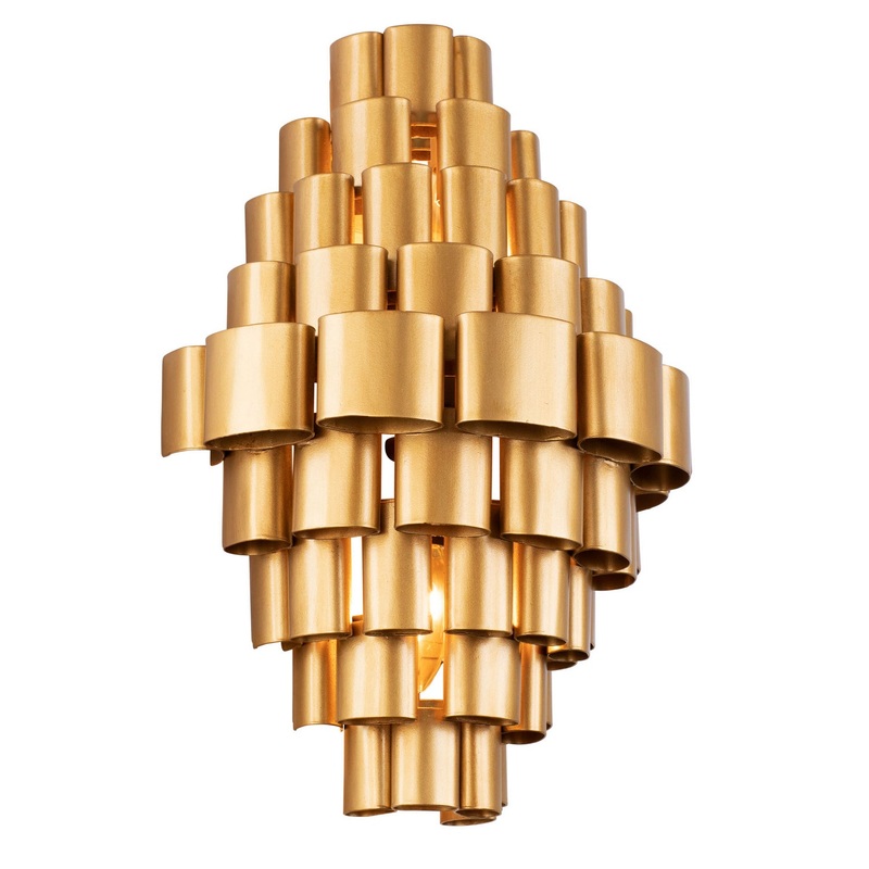 Totally Tubular Two Light Wall Sconce in Antique Gold/Carbon Black