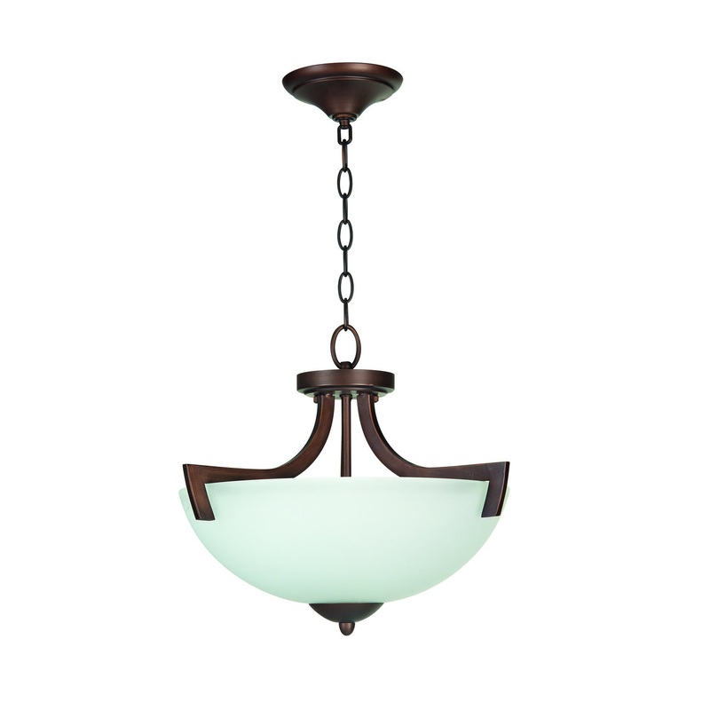 Almeda Three Light Convertible Semi Flush in Oiled Bronze w/White Frost