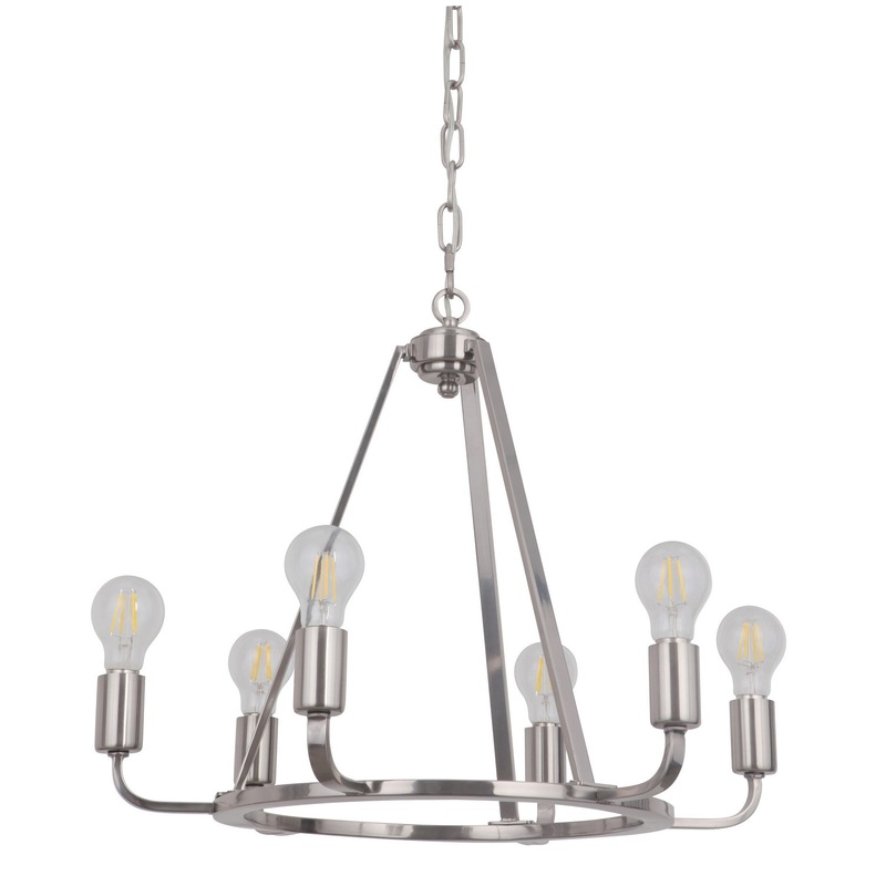 Arc Six Light Chandelier in Polished Nickel