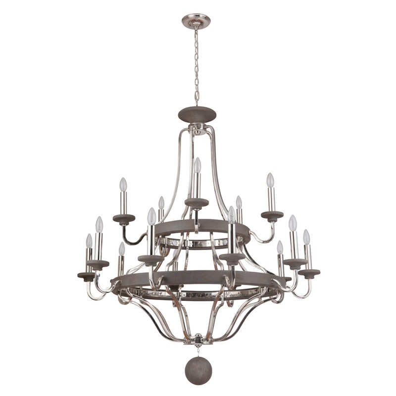 Ashwood 15 Light Chandelier in Polished Nickel/Greywood