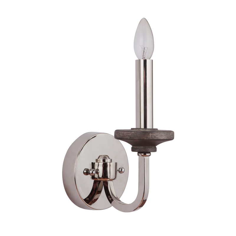 Ashwood One Light Wall Sconce in Polished Nickel/Greywood