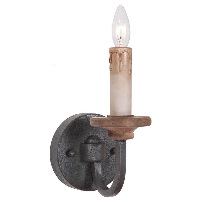 Ashwood One Light Wall Sconce in Textured Black/Whiskey Barrel