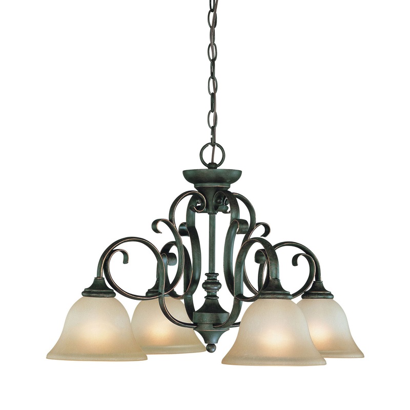 Barrett Place Four Light Down Chandelier in Mocha Bronze