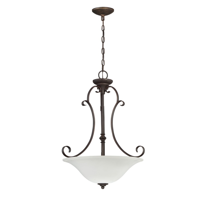 Barrett Place Three Light Inverted Pendant in Mocha Bronze