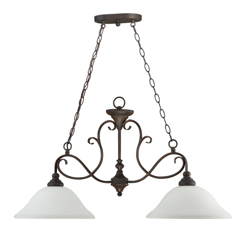 Barrett Place Two Light Island Pendant in Mocha Bronze