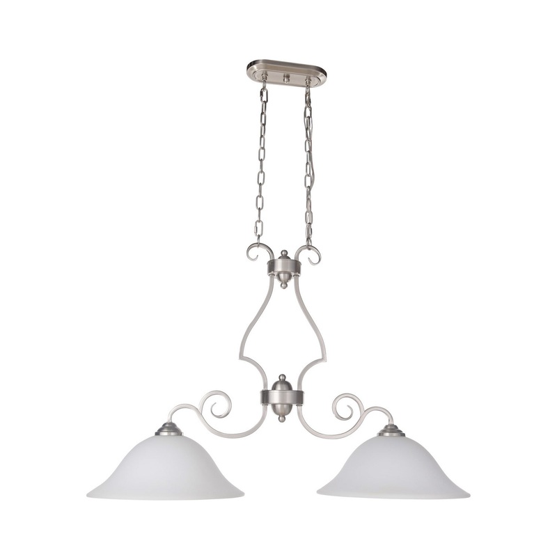 Cecilia Two Light Island Pendant in Brushed Satin Nickel