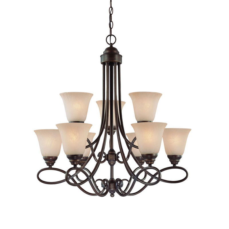 Cordova Nine Light Chandelier in Oiled Bronze