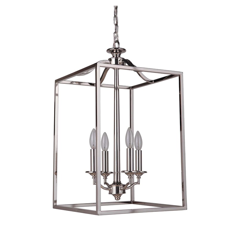 Helena Four Light Foyer Pendant in Polished Nickel