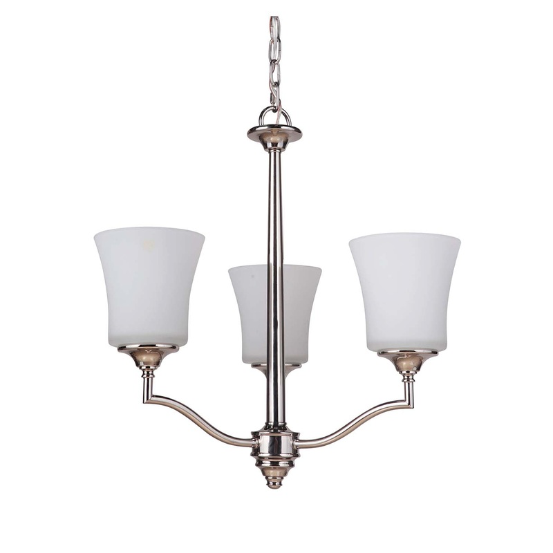Helena Three Light Chandelier in Polished Nickel