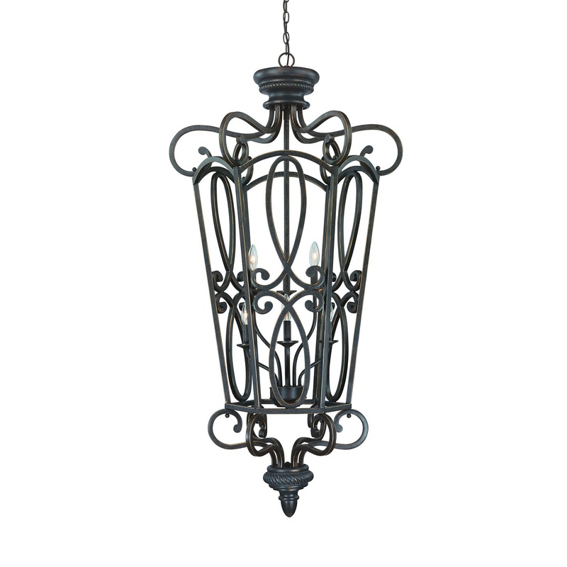 Highland Place Six Light Foyer Chandelier in Mocha Bronze