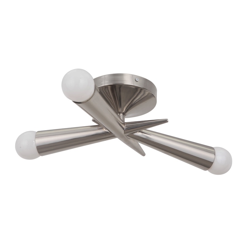 Nova Three Light Semi Flush Mount in Polished Nickel
