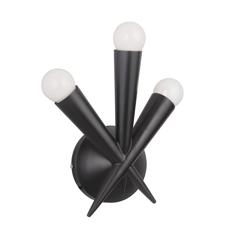 Nova Three Light Wall Sconce in Gloss Black
