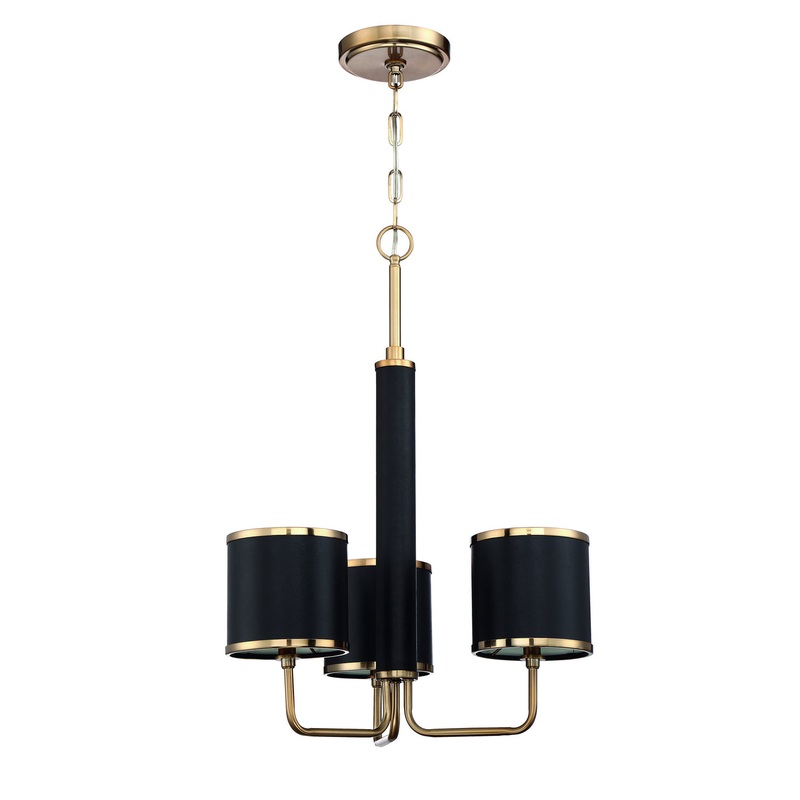 Quinn Three Light Chandelier in Satin Brass