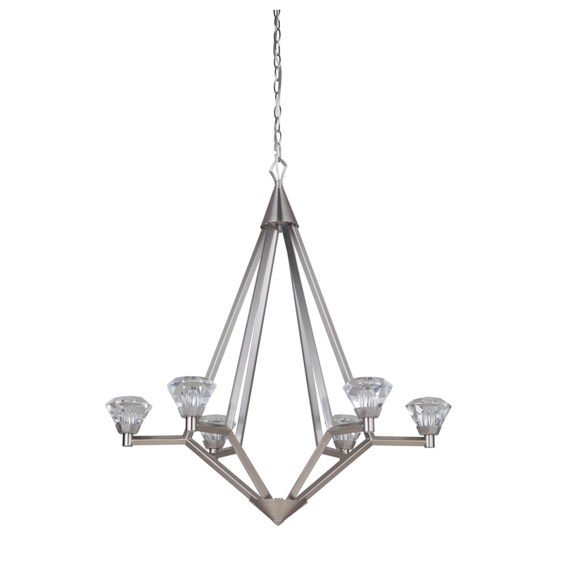 Radiante Six Light Chandelier in Brushed Polished Nickel