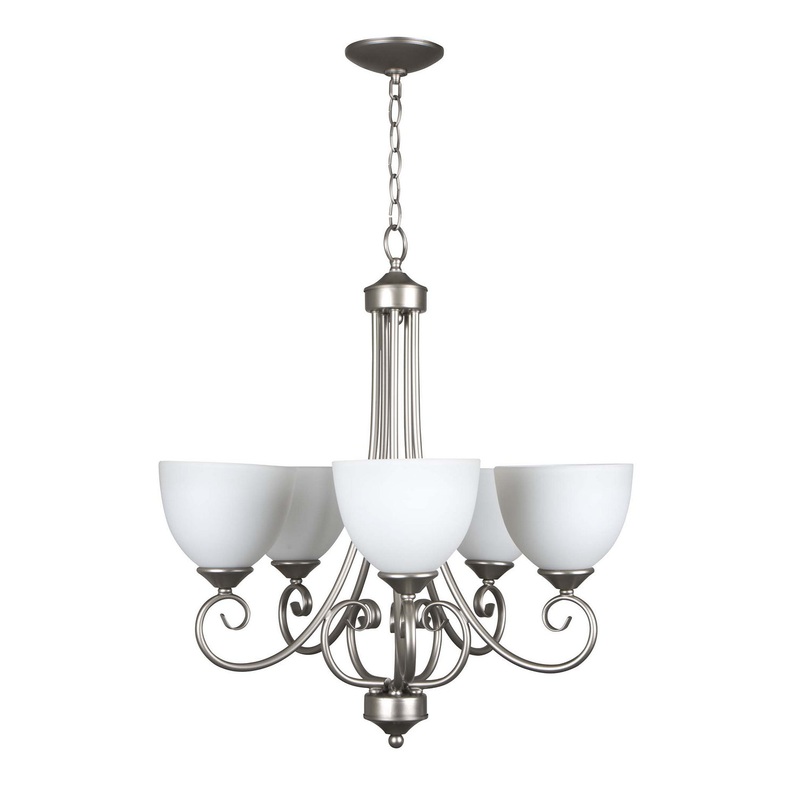 Raleigh Five Light Chandelier in Satin Nickel